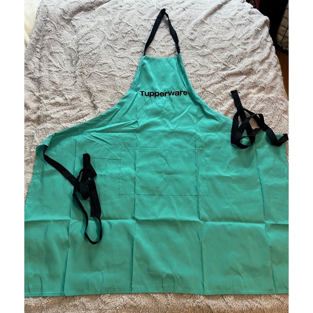 Tupperware Black Embroidered Logo Apron Teal‎ / Aqua Blue